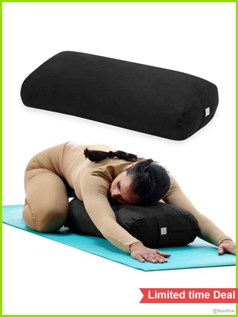 Cotton Yoga Bolster Pillow Supportive Cushion Rectangular Washable